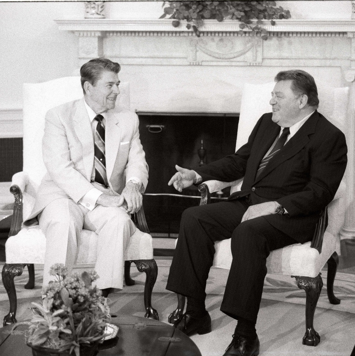 Franz Josef Strauß und Ronald Reagen im Weißen Haus.